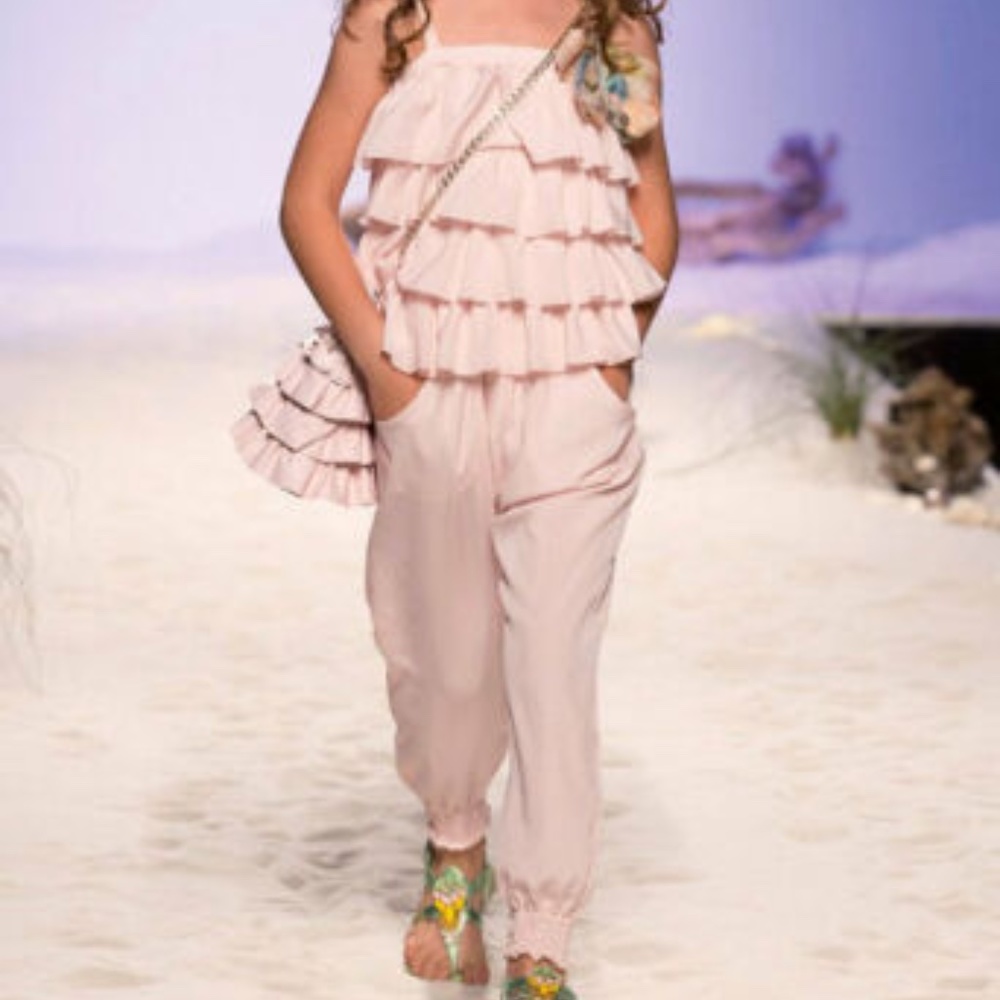 Miss Blumarine Pale Pink Ruffle Jumpsuit 4T